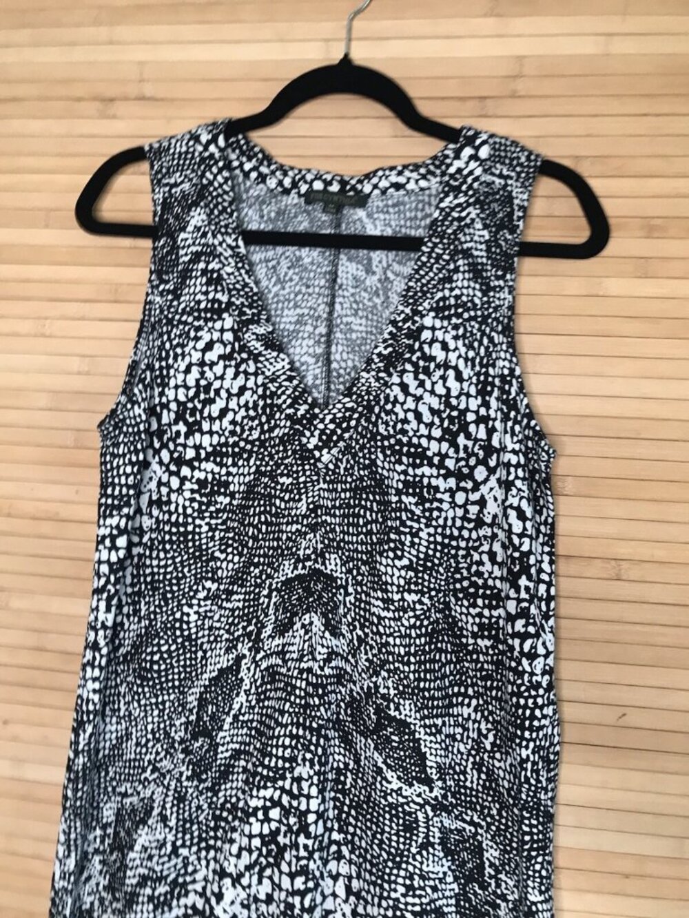 For Cynthia Women’s Black White animal print Linen blend Tunic Dress sz Medium M